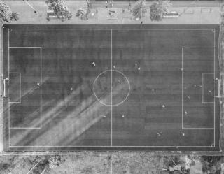 Line Annotation of football ground for stimulating AI video games